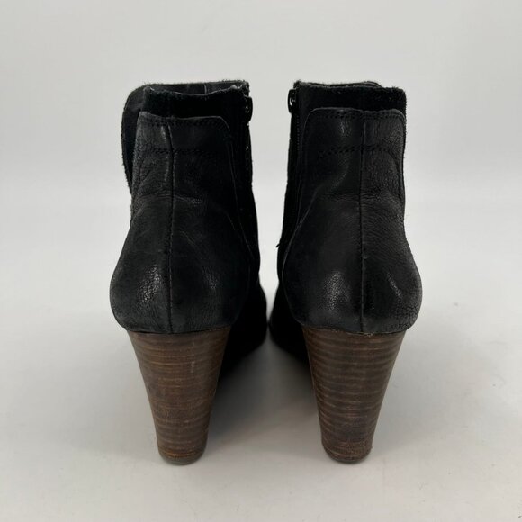 Lucky Brand Black & Brown Leather Wedge Bootie | Size 9 - Picture 5 of 9